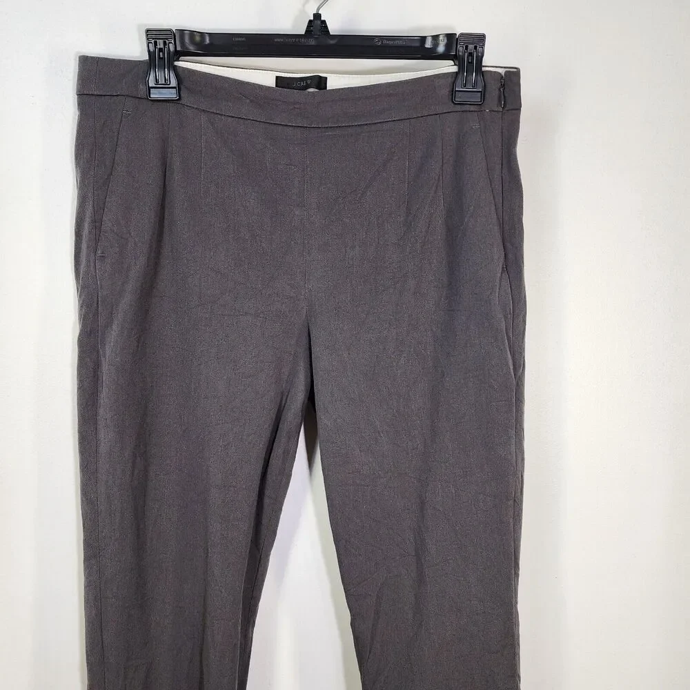 J. Crew Womens Pants Sz 8 Martie Slim Crop Bi Stretch Cotton Side Zip Gray B8521